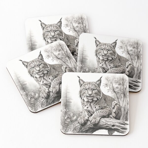 Item preview, Black and white pencil drawing of a lynx  designed and sold by Pencil-Art.