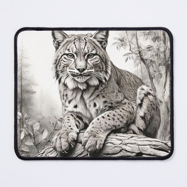 Item preview, Black and white pencil drawing of a lynx  designed and sold by Pencil-Art.