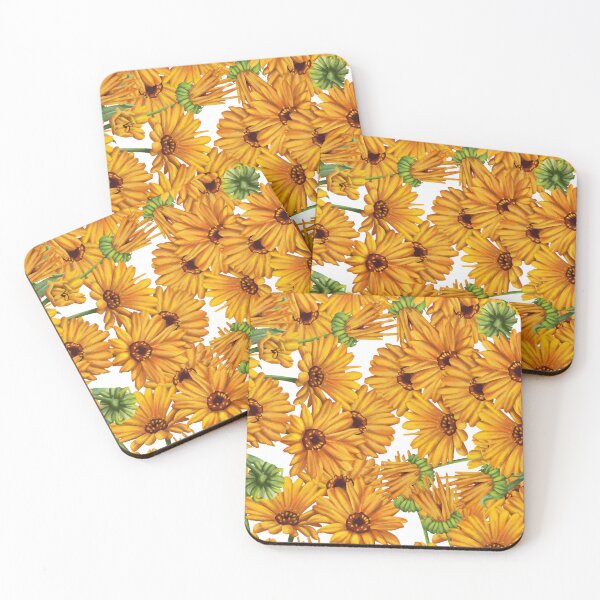 Aperçu de l'œuvre Jaune, fleurs de soleil, toile, motif, fleurs créée et vendue par Cristinavallejo.