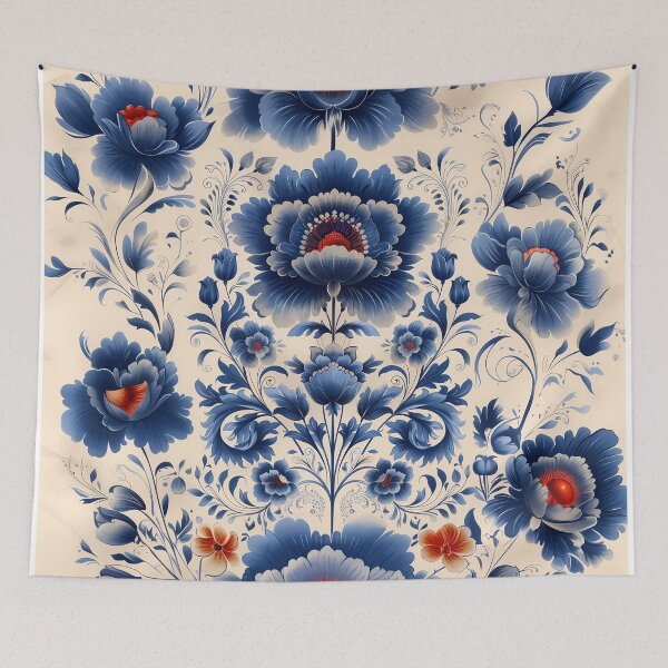 Aperçu de l'œuvre Collection florale bleue russe créée et vendue par Print2Harbor.
