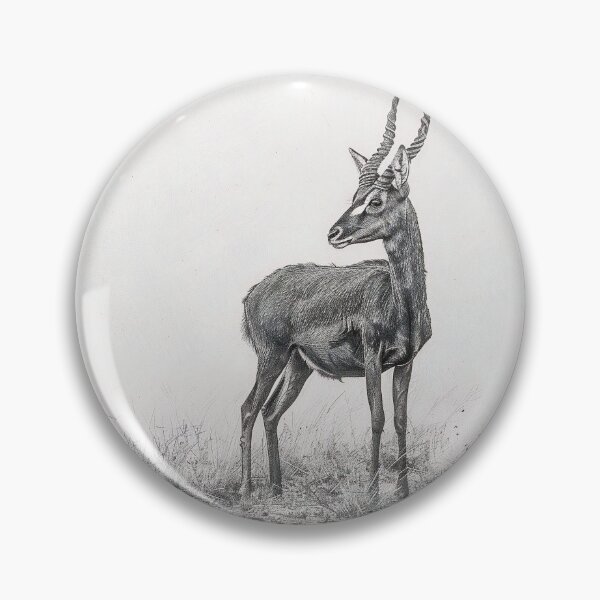 Item preview, Black and white antelope pencil drawing designed and sold by Pencil-Art.