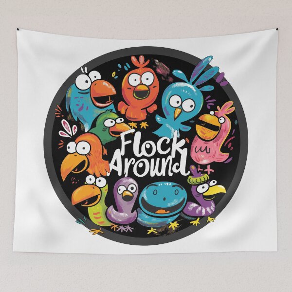 Item preview, Flock Around - Birds grey Border designed and sold by KoolMoDee.