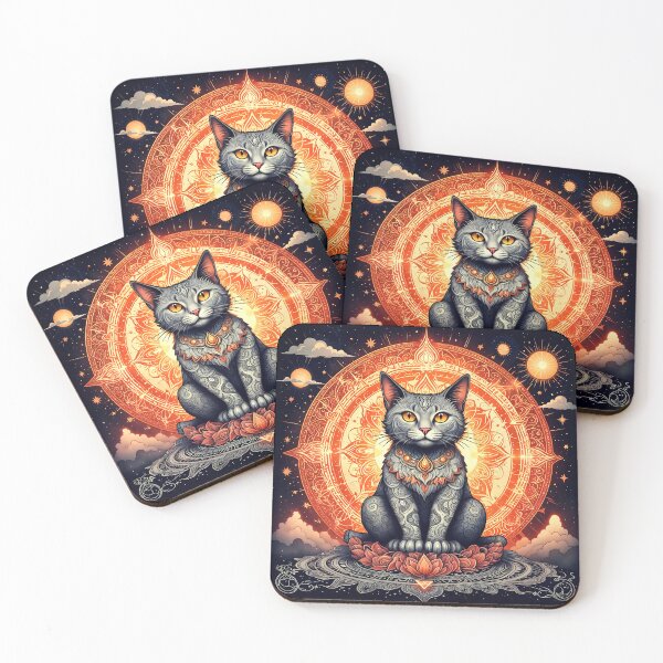 Item preview, Yoga cat in Orange and Black designed and sold by pixelbts.