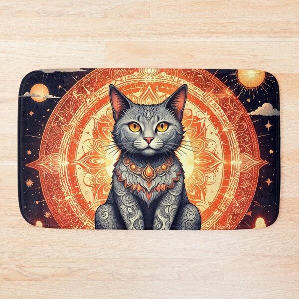 Item preview, Yoga cat in Orange and Black designed and sold by pixelbts.