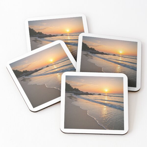 Item preview, Olas en una orilla al atardecer designed and sold by Maratinedeligh.