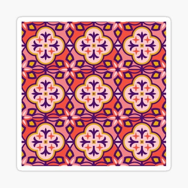 Item preview, Moroccan Tile Pattern in Pink designed and sold by latheandquill.