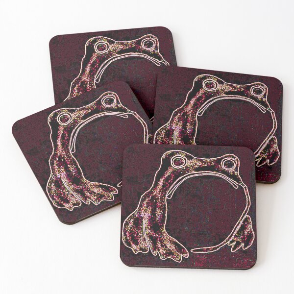 Item preview, Brick Red Vintage Frog Art Modern Matsumoto Veda Digital Distortion designed and sold by kattakitty.