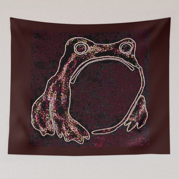 Item preview, Brick Red Vintage Frog Art Modern Matsumoto Veda Digital Distortion designed and sold by kattakitty.