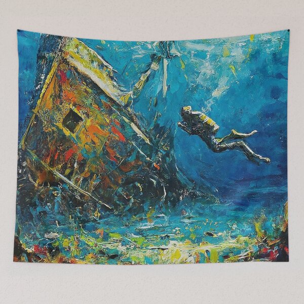 Item preview, SCUBA Wreck Diving Ocean Adventure Abstract Art designed and sold by SportsT-Shirts.