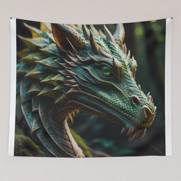 Item preview, Enchanted Emerald Green Eyed Mystical Dragon designed and sold by EnchantedVista.