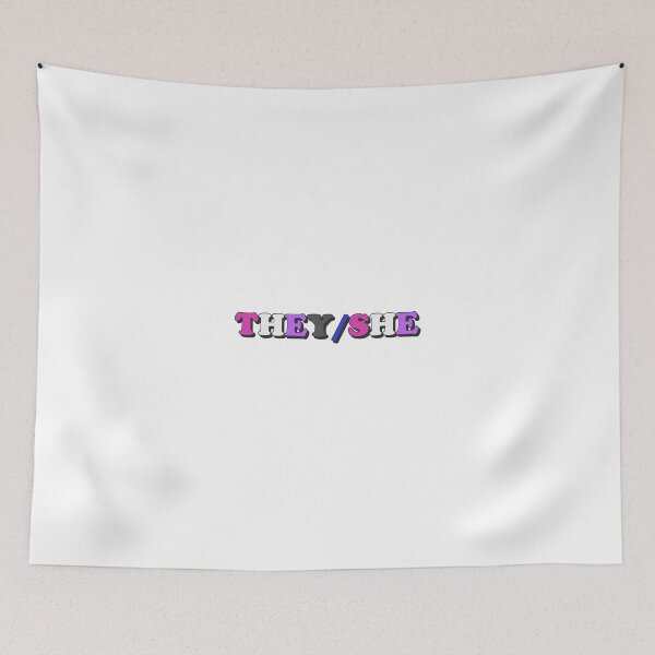 Item preview, they/she genderfluid pride flag pronouns designed and sold by wordswithfonts.