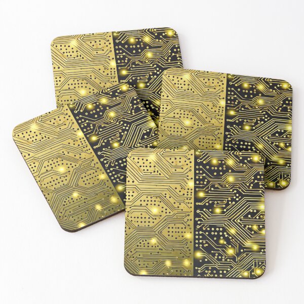 Item preview, Shiny Printed Circuit Board on Gold and Black Background designed and sold by Marinaso.