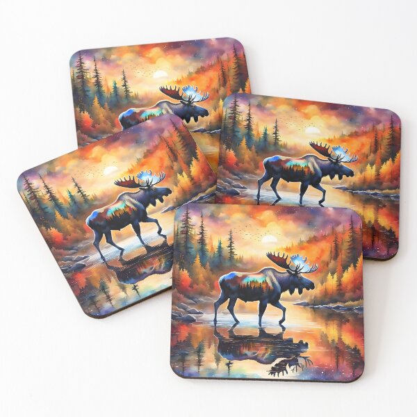 Item preview, Moose in the autumn colored forest designed and sold by Magixa.