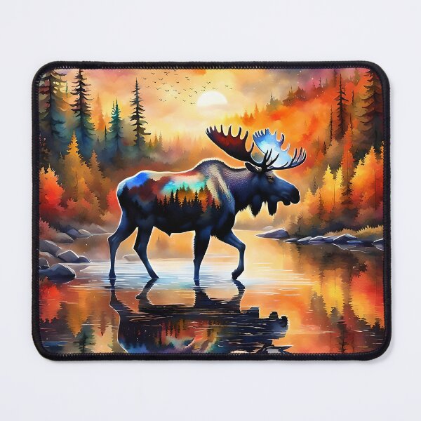 Item preview, Moose in the autumn colored forest designed and sold by Magixa.