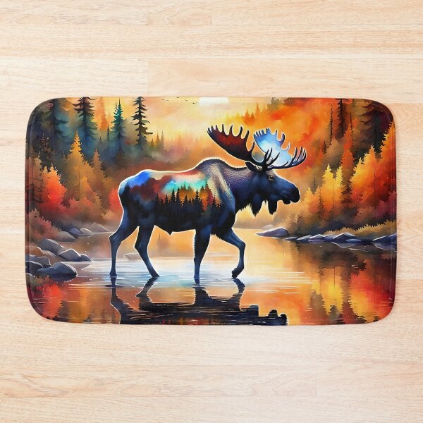 Item preview, Moose in the autumn colored forest designed and sold by Magixa.