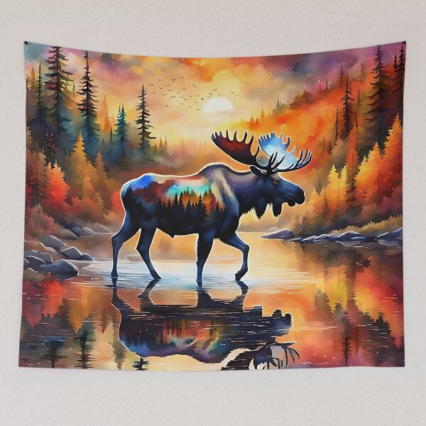 Item preview, Moose in the autumn colored forest designed and sold by Magixa.