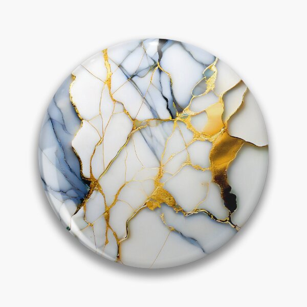 Item preview, White Marble Look (Image Faux Marble) Navy Veins Gold Accents designed and sold by Beachy.