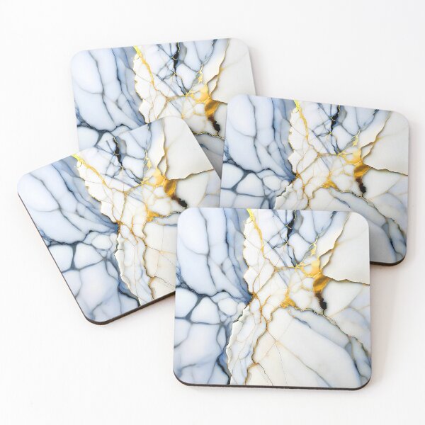Item preview, White Marble Look (Image Faux Marble) Navy Veins Gold Accents designed and sold by Beachy.