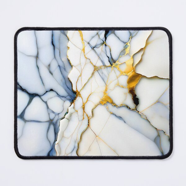 Item preview, White Marble Look (Image Faux Marble) Navy Veins Gold Accents designed and sold by Beachy.