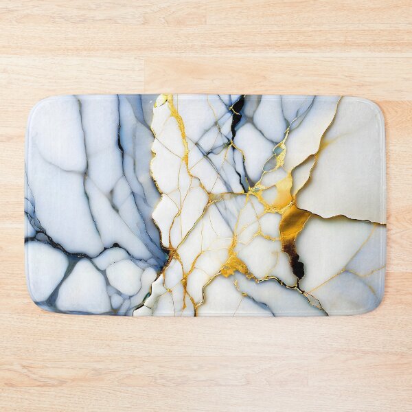 Item preview, White Marble Look (Image Faux Marble) Navy Veins Gold Accents designed and sold by Beachy.