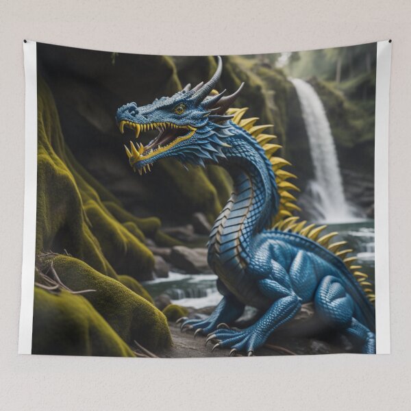 Item preview, Fantasy Blue Dragon In Mystical Enchanted Woods designed and sold by EnchantedVista.