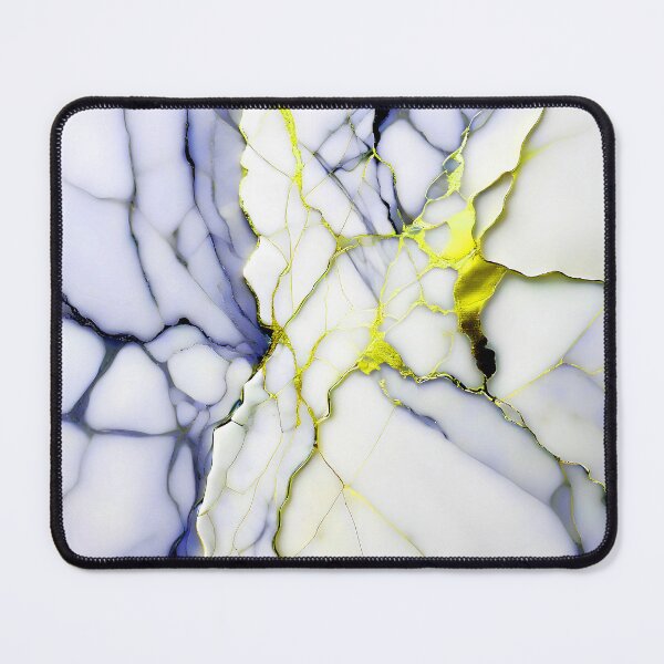 Item preview, White Marble Look (Image Faux Marble) Dark Blue Veins Yellow Accents designed and sold by Beachy.