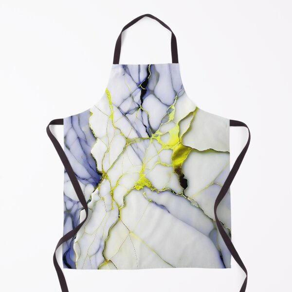 Item preview, White Marble Look (Image Faux Marble) Dark Blue Veins Yellow Accents designed and sold by Beachy.