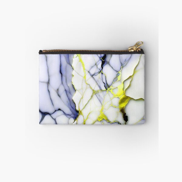 Item preview, White Marble Look (Image Faux Marble) Dark Blue Veins Yellow Accents designed and sold by Beachy.