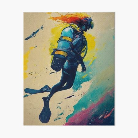 Item preview, Submerged Solitude A Female Scuba Diver's Escape Abstract Art designed and sold by SportsT-Shirts.