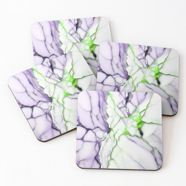 Item preview, White Marble Look (Image Faux Marble) Violet Veins Lime Accents designed and sold by Beachy.