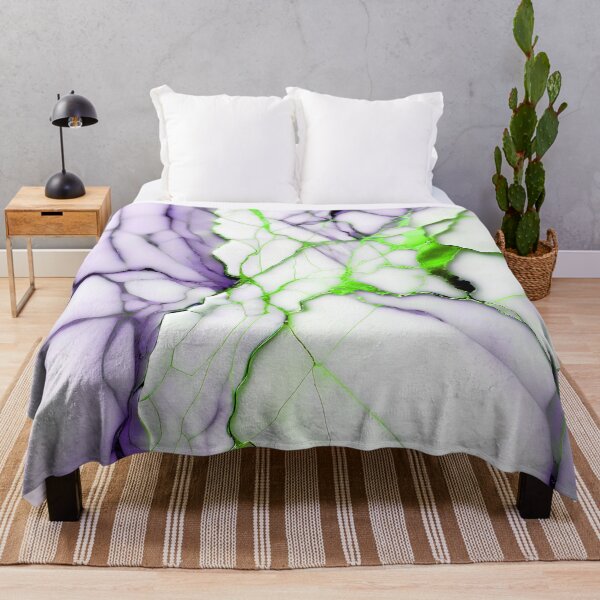 Item preview, White Marble Look (Image Faux Marble) Violet Veins Lime Accents designed and sold by Beachy.