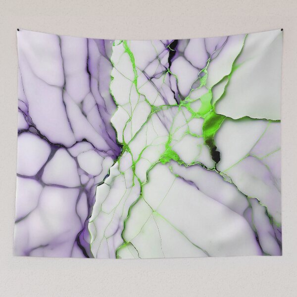 Item preview, White Marble Look (Image Faux Marble) Violet Veins Lime Accents designed and sold by Beachy.