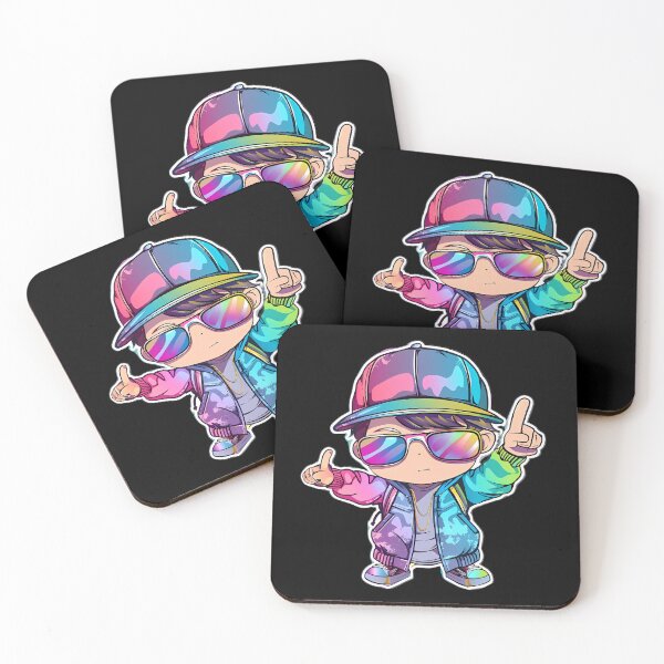 Item preview, "Neon Vibes: Cool Kid in Shades Vector Art" designed and sold by Art-Vortex-fr.