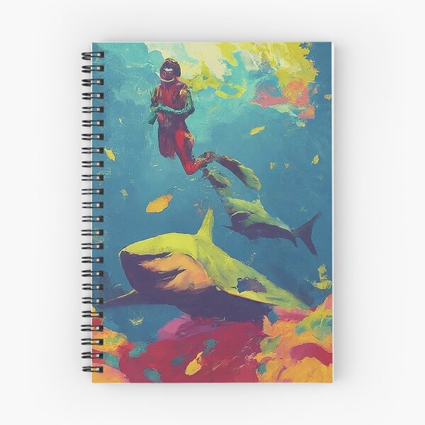 Item preview, Serene Depths SCUBA Diver Among Sharks Pop Art designed and sold by SportsT-Shirts.