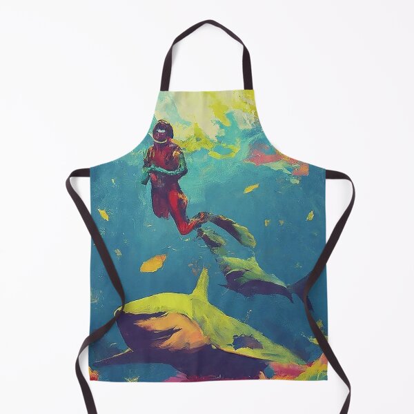Item preview, Serene Depths SCUBA Diver Among Sharks Pop Art designed and sold by SportsT-Shirts.