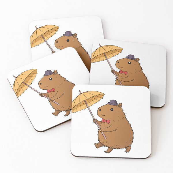 Item preview, Fluffy Capybara with a Parasol Walking Gracefully designed and sold by omerfdln34.