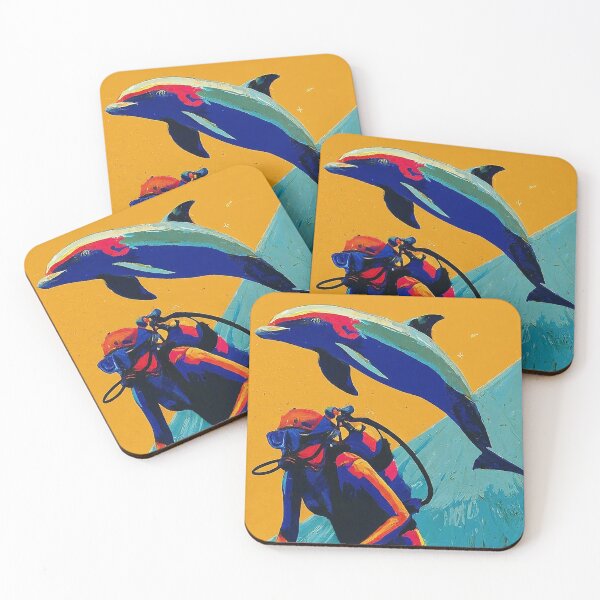 Item preview, SCUBA Diver and Dolphin in Harmony Pop Art designed and sold by SportsT-Shirts.