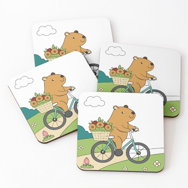 Item preview, Fluffy Capybara Riding a Bicycle with a Basket Full designed and sold by omerfdln34.