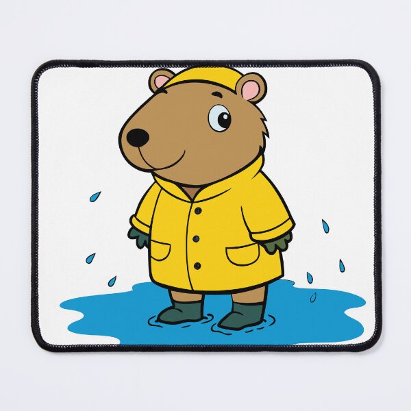Item preview, Fluffy Capybara in a Bright Yellow Raincoat and Hat designed and sold by omerfdln34.
