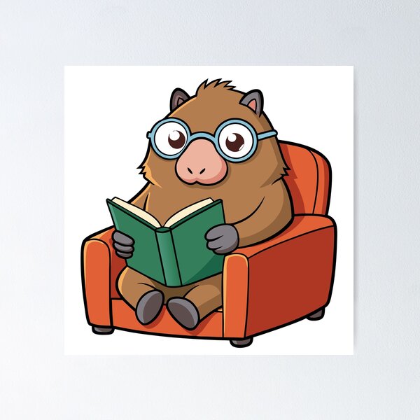 Item preview, Fluffy Capybara with Glasses Sitting in a Comfortable Armchair designed and sold by omerfdln34.