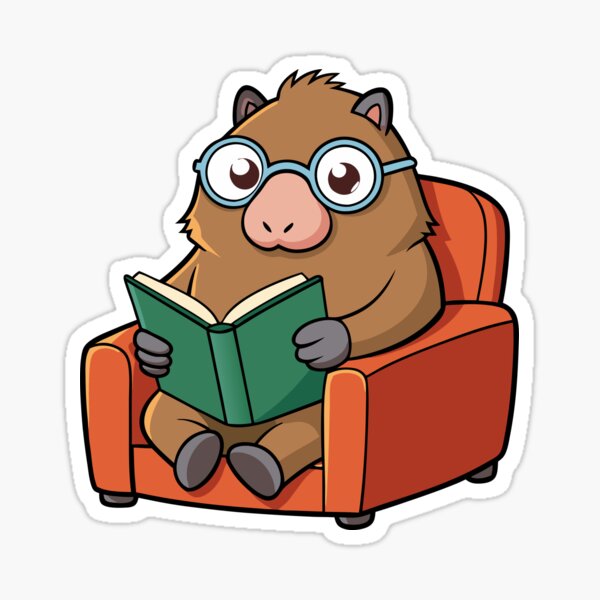 Item preview, Fluffy Capybara with Glasses Sitting in a Comfortable Armchair designed and sold by omerfdln34.