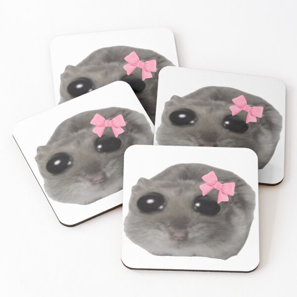 Item preview, Sad hamster wearing coquette bow  designed and sold by SillyLittleSnek.