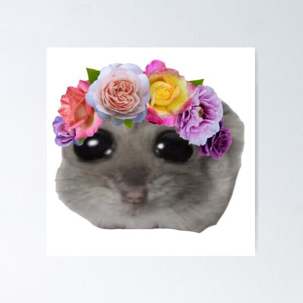 Item preview, Flower crown sad hamster  designed and sold by SillyLittleSnek.