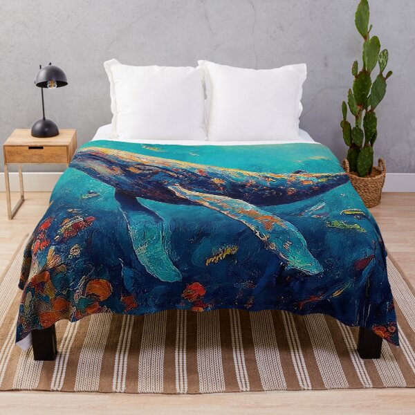 Item preview, Serene Blue Depths Whale Impressionism Art designed and sold by SportsT-Shirts.