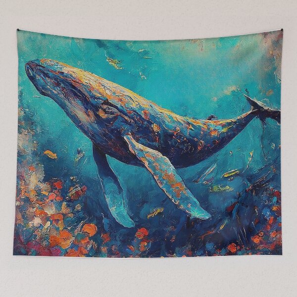 Item preview, Serene Blue Depths Whale Impressionism Art designed and sold by SportsT-Shirts.