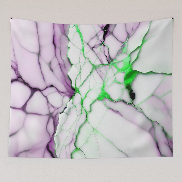 Item preview, White Marble Look (Image Faux Marble) Lilac Veins Green Accents designed and sold by Beachy.