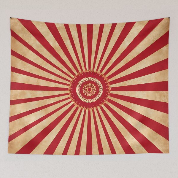 Aperçu de l'œuvre Vintage Red & White Sunburst on Textured Brown créée et vendue par PrintableByZaah.