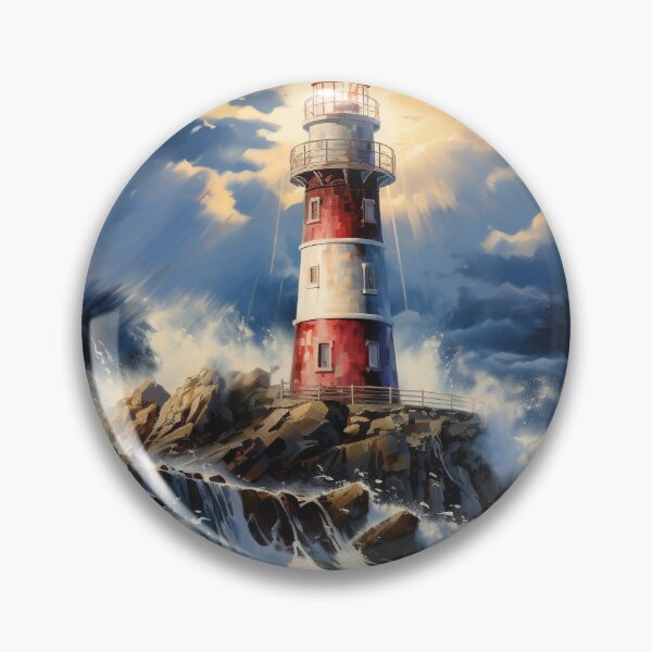 Item preview, Coastal ocean  lighthouse in storm  designed and sold by Inktown.
