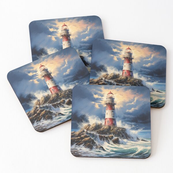Item preview, Coastal ocean  lighthouse in storm  designed and sold by Inktown.