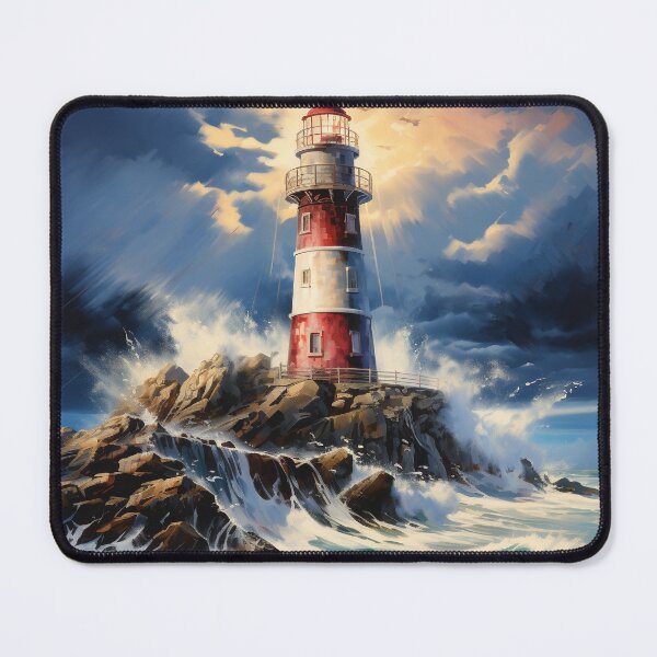 Item preview, Coastal ocean  lighthouse in storm  designed and sold by Inktown.